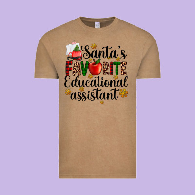 Santa's Favorite Educational Assistant Vintage Tee Designed By Adodesignshop