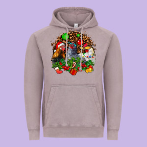 Christmas Party And Chickens Vintage Hoodie Designed By Adodesignshop