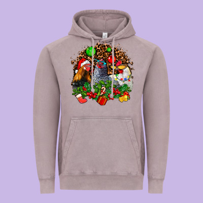 Christmas Party And Chickens Vintage Hoodie Designed By Adodesignshop