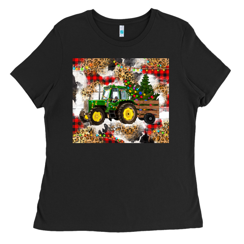 Christmas Farm Tractor Ladies Tee by RanaPortraitStore | Teevron