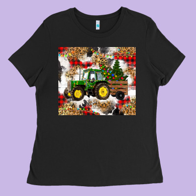 Ladies Tee christmas farm tractor