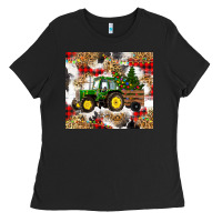 Black christmas farm tractor Ladies Tee - RanaPortraitStore