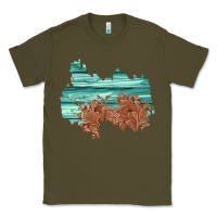 Army Green wood leather patch Classic Tee - AdoDesignShop