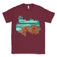 Burgundy wood leather patch Classic Tee - AdoDesignShop