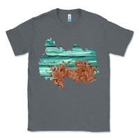 Charcoal Heather wood leather patch Classic Tee - AdoDesignShop