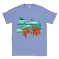 Colony Blue wood leather patch Classic Tee - AdoDesignShop