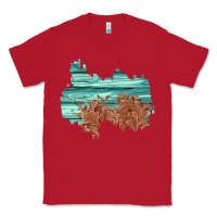 Red wood leather patch Classic Tee - AdoDesignShop