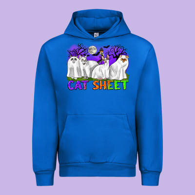 Cat Sheet Ghost Cats Halloween Urban Hoodie Designed By Cowgirlartshop