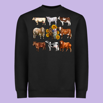 Western Cowsand Sunflowers Heavyweight Sweatshirt Designed By Adodesignshop