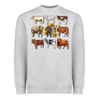 Heather Grey western cowsand sunflowers Heavyweight Sweatshirt - AdoDesignShop