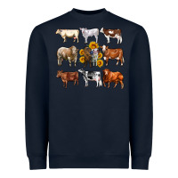 Navy western cowsand sunflowers Heavyweight Sweatshirt - AdoDesignShop