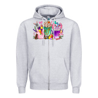 Heather Grey Easter coffee cups with Bunny Zipper Hoodie - NancyCooperArtShop