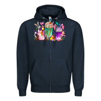 Navy Easter coffee cups with Bunny Zipper Hoodie - NancyCooperArtShop