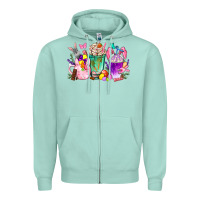 Seafoam Easter coffee cups with Bunny Zipper Hoodie - NancyCooperArtShop