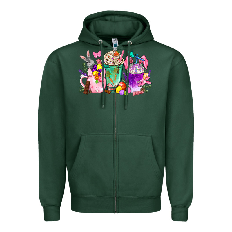 Easter Coffee Cups With Bunny Zipper Hoodie by NancyCooperArtShop | Teevron