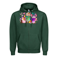 Sports Green Easter coffee cups with Bunny Zipper Hoodie - NancyCooperArtShop