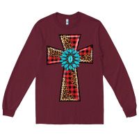 Burgundy christmas cross Long Sleeve Tee - BarkalooDesign