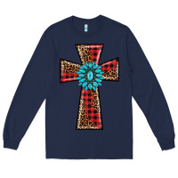 Navy christmas cross Long Sleeve Tee - BarkalooDesign