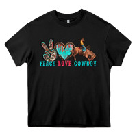 Black peace love cowboy Heavy Core Tee - Zillion Design Studio