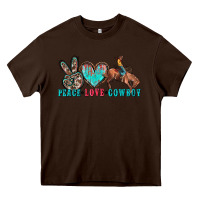 Chocolate Brown peace love cowboy Heavy Core Tee - Zillion Design Studio