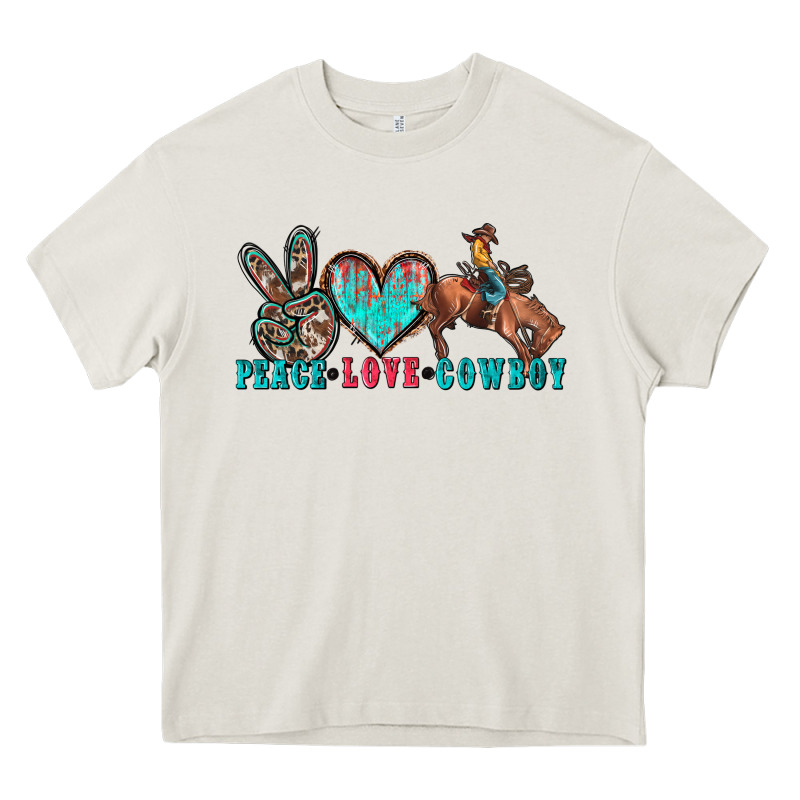 Peace Love Cowboy Heavy Core Tee by Zillion Design Studio | Teevron