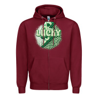 Burgundy st. patrick's day lucky Zipper Hoodie - MaliasSmallBusiness