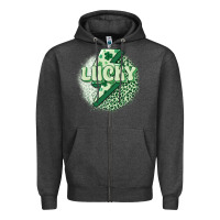 Charcoal Heather st. patrick's day lucky Zipper Hoodie - MaliasSmallBusiness