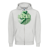 Dove Grey st. patrick's day lucky Zipper Hoodie - MaliasSmallBusiness