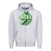 Heather Grey st. patrick's day lucky Zipper Hoodie - MaliasSmallBusiness