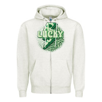 Oatmeal Heather st. patrick's day lucky Zipper Hoodie - MaliasSmallBusiness