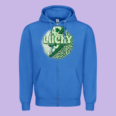 St. Patrick's Day Lucky Zipper Hoodie Designed By Maliassmallbusiness