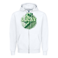 White st. patrick's day lucky Zipper Hoodie - MaliasSmallBusiness