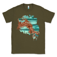 Army Green wood leather patch Classic Tee - AdoDesignShop