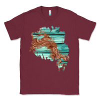 Burgundy wood leather patch Classic Tee - AdoDesignShop