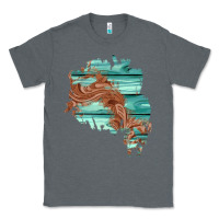 Charcoal Heather wood leather patch Classic Tee - AdoDesignShop