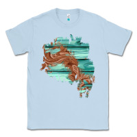 Dusty Blue wood leather patch Classic Tee - AdoDesignShop