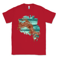 Red wood leather patch Classic Tee - AdoDesignShop