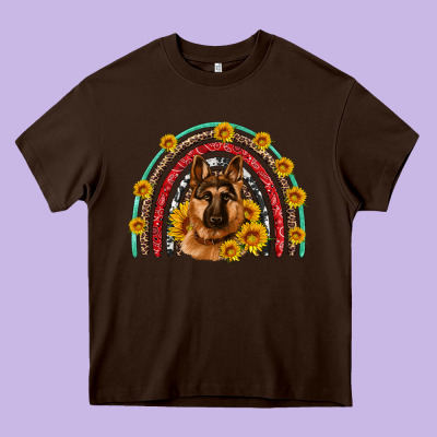 German Shepherd Rainbow Heavy Core Tee Designed By Artiststas