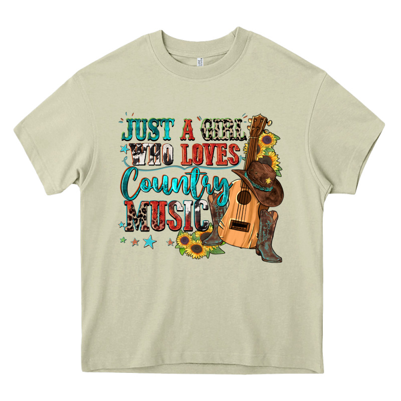 Just A Girl Who Loves Country Music Heavy Core Tee by Zillion Design Studio | Teevron