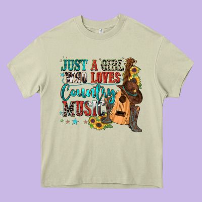Just A Girl Who Loves Country Music Heavy Core Tee Designed By Zillion Design Studio