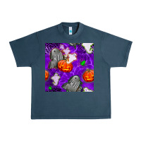 Midnight Navy tombstone and ghosts seamless paternal Urban Heavy Tee - BundleAndBundleShop