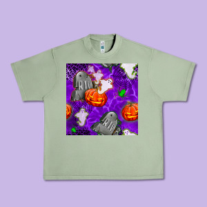 Tombstone And Ghosts Seamless Paternal Urban Heavy Tee Designed By Bundleandbundleshop