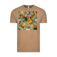 Vintage Coffee christmas hot chocolate and cookies seamless pattern Vintage Tee - BundleAndBundleShop