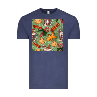 Vintage Denim christmas hot chocolate and cookies seamless pattern Vintage Tee - BundleAndBundleShop