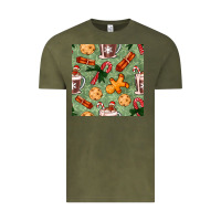 Vintage Olive christmas hot chocolate and cookies seamless pattern Vintage Tee - BundleAndBundleShop