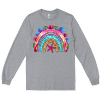 Heather Grey summer rainbow Long Sleeve Tee - NancyCooperArtShop