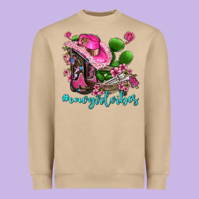 Cowgirl Vibes With Boots And Gun Heavyweight Sweatshirt Designed By Adodesignshop