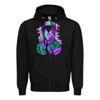 Black purple and green anal cancer with boxing gloves na Zipper Hoodie - NancyCooperArtShop
