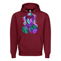 Burgundy purple and green anal cancer with boxing gloves na Zipper Hoodie - NancyCooperArtShop