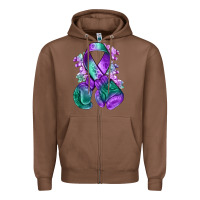 Chestnut purple and green anal cancer with boxing gloves na Zipper Hoodie - NancyCooperArtShop